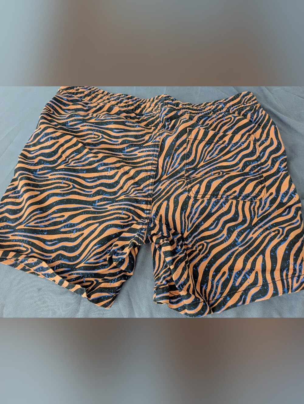 Jack & Jones Orange Shorts with Black Zebra Stripes and Blue Speckles